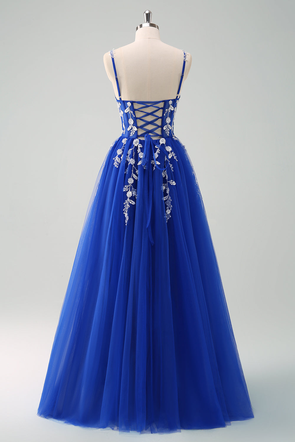 Robe longue de bal en tulle à sequins, coupe ligne A verte, avec corset et laçage au dos
