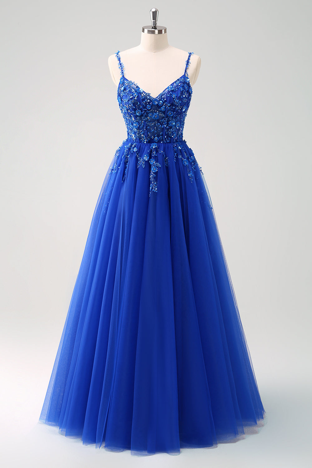 Robe longue de bal en tulle à sequins, coupe ligne A verte, avec corset et laçage au dos