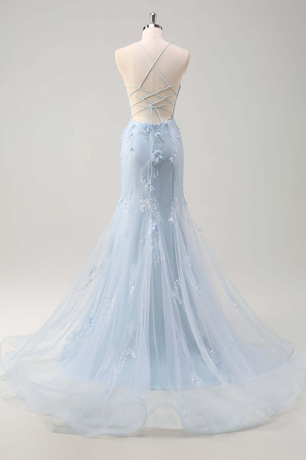 Green Mermaid Corset 3D Flowers Plus Size Long Prom Dress with Lace-Up Back