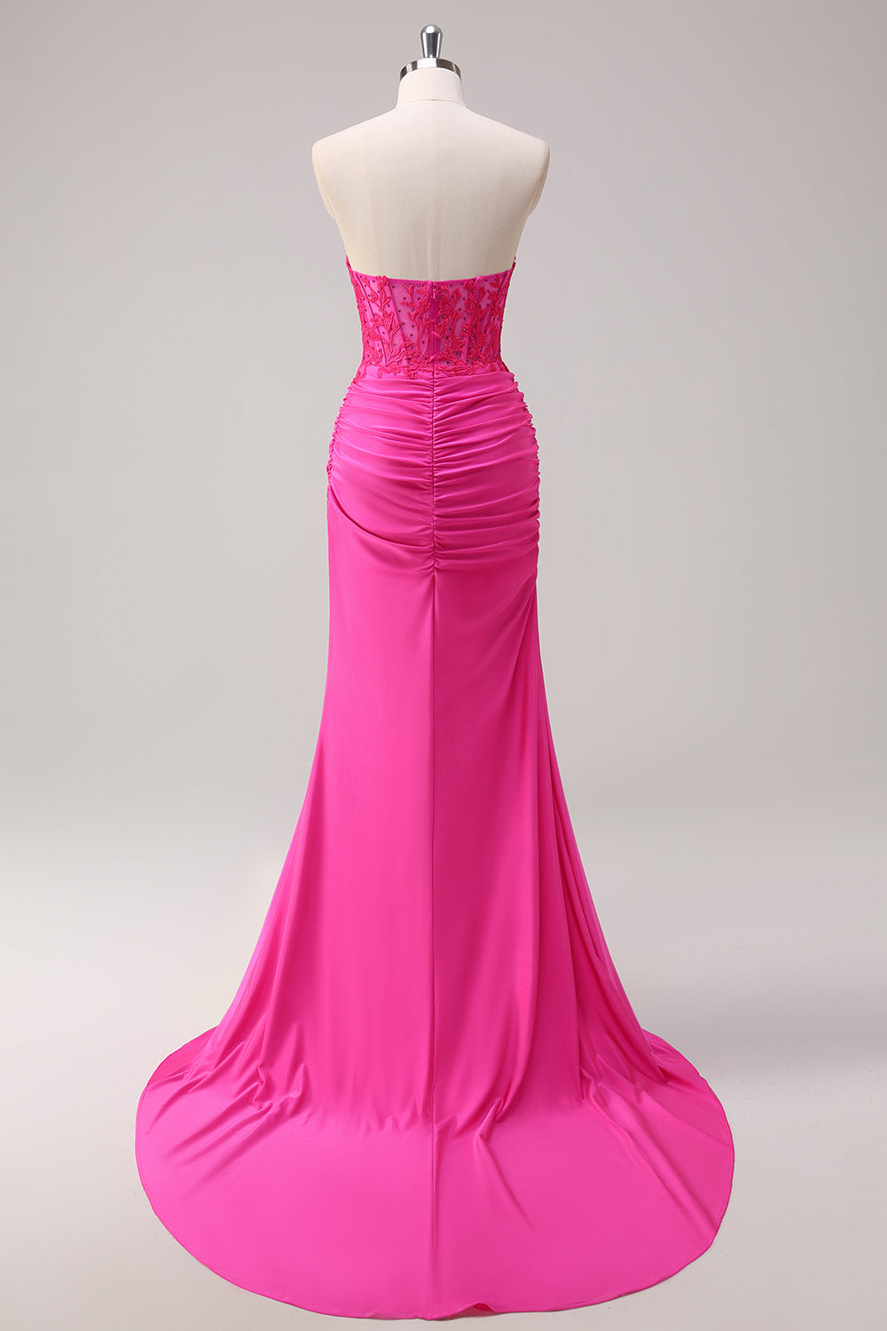 Corset Dark Green Mermaid Strapless Ruched Corset Long Prom Dress with Slit