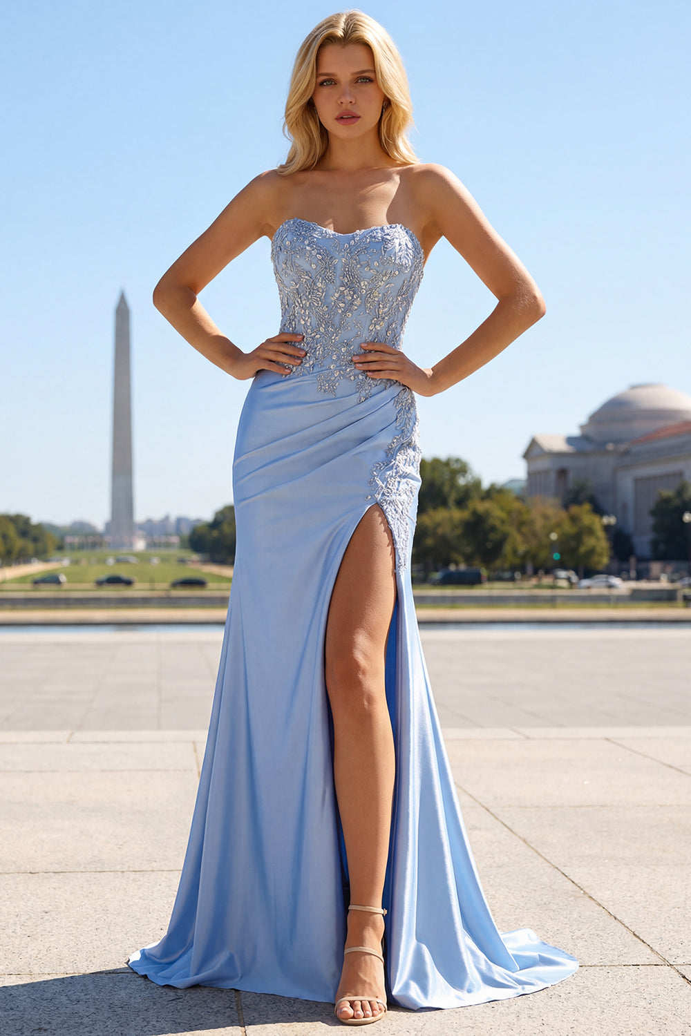 Robe de bal longue sirène bordeaux bustier à paillettes et perles