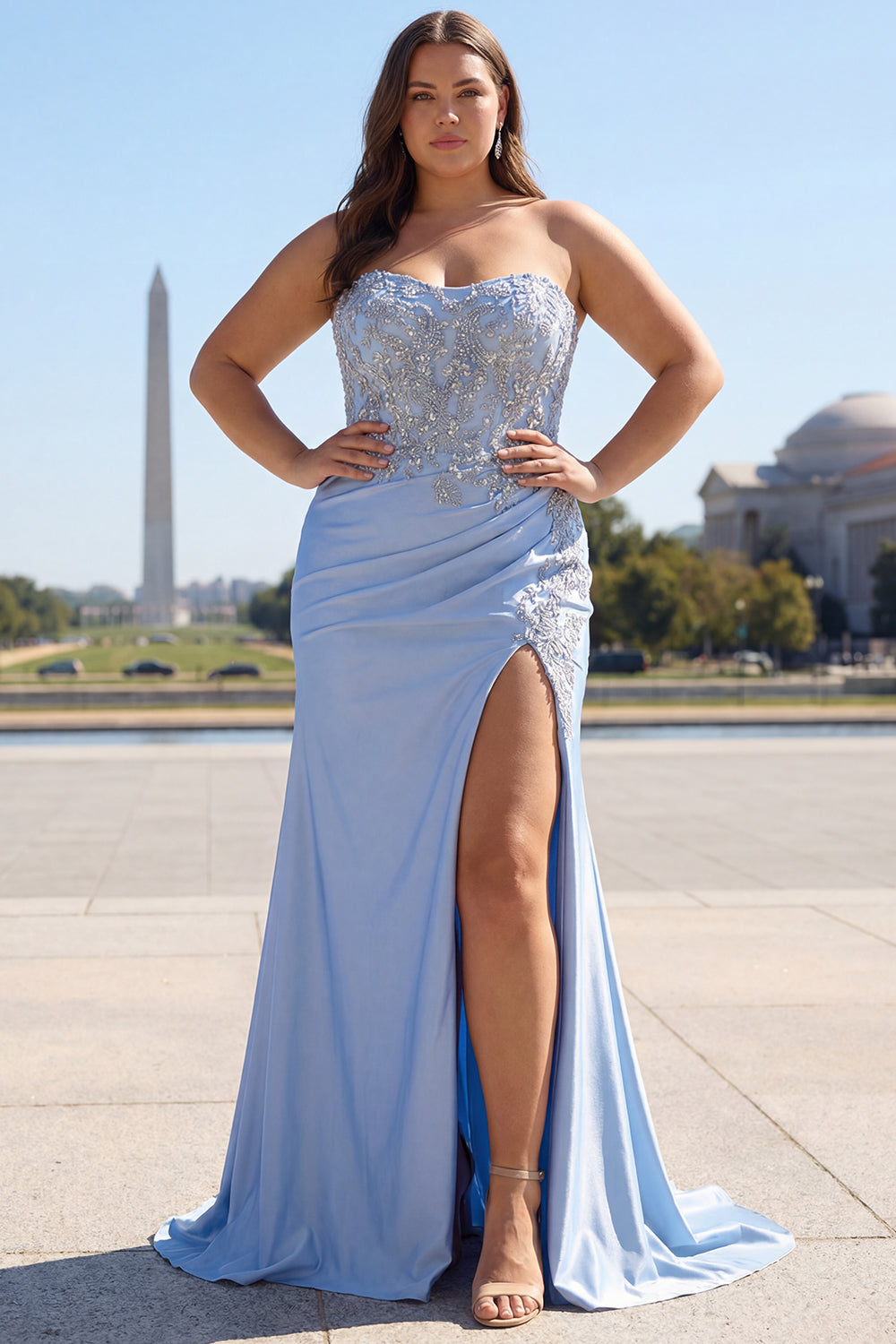 Robe de bal longue sirène bordeaux bustier à paillettes et perles