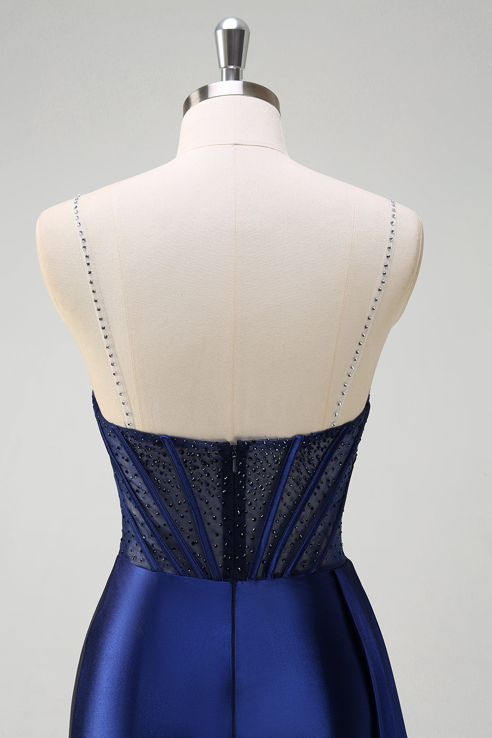 Vestido de Baile Sirena Escote en V con Corset, Entrenador Watteau, Bordado y Abertura