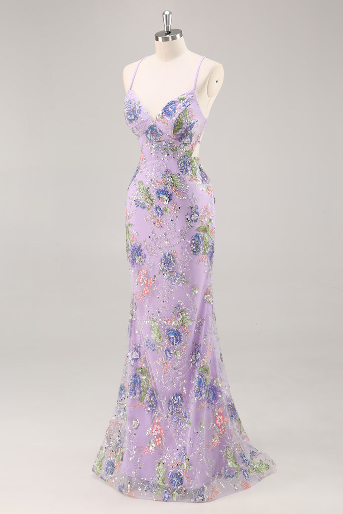 Robe de bal longue grande taille sirène noire à paillettes avec dos nu à lacets