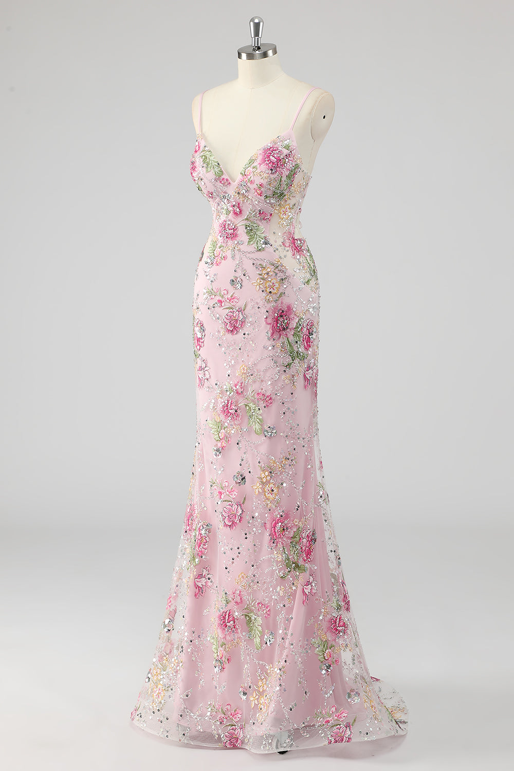 Robe de bal longue grande taille sirène noire à paillettes avec dos nu à lacets