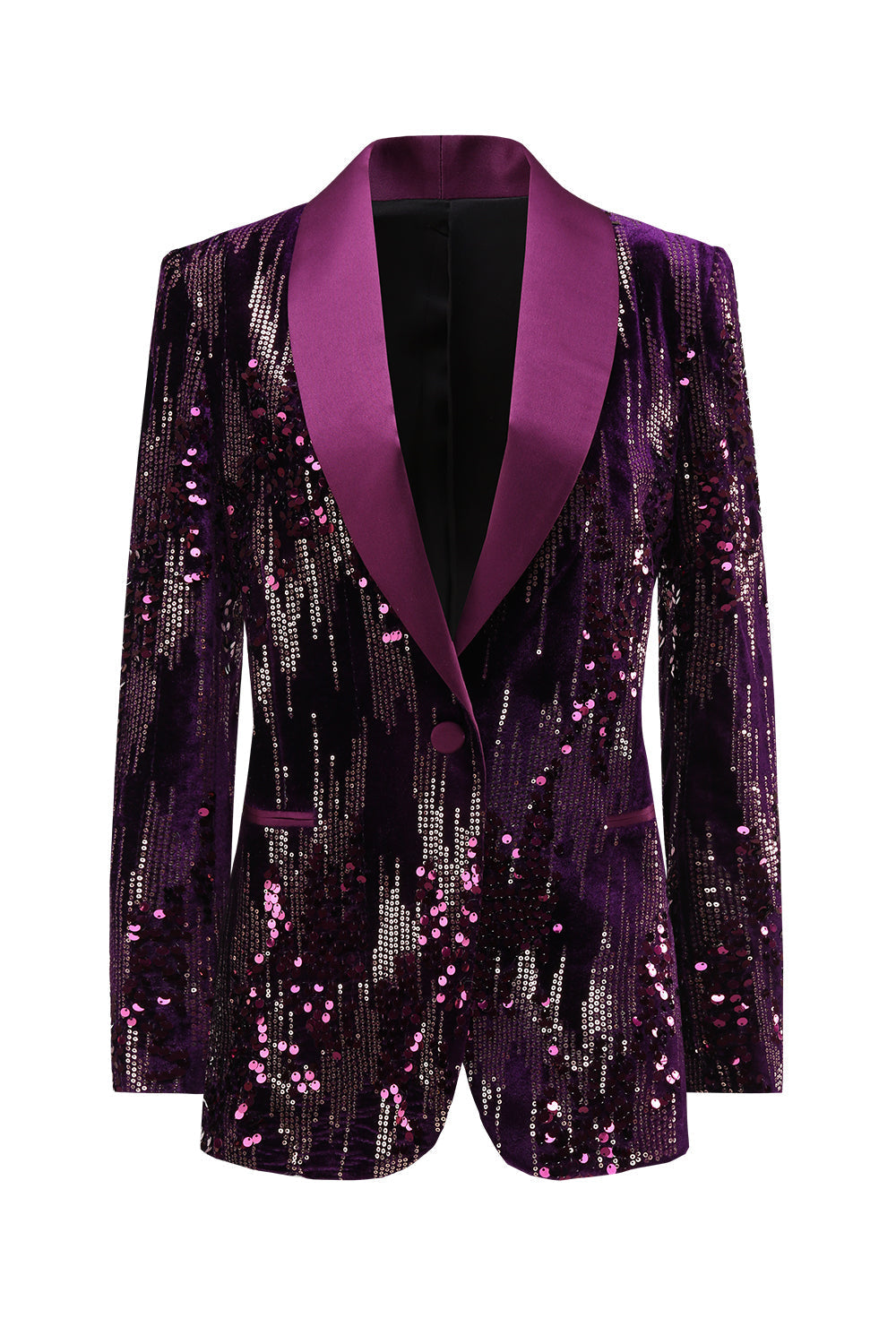 Blazer de bal à sequins et revers violet