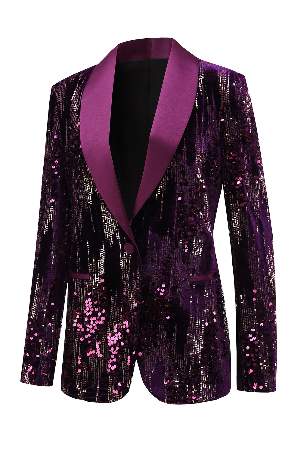 Blazer de bal à sequins et revers violet