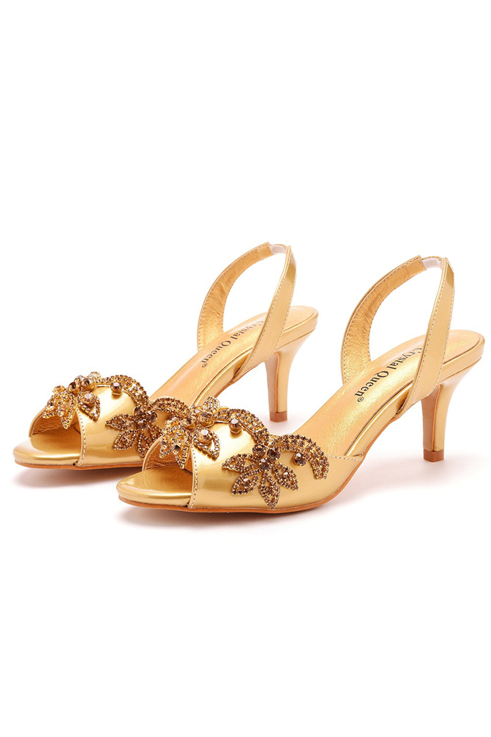 Golden Wedding Shoes Pointed Toe Stylish Elegant Formal Pumps for Dresses
