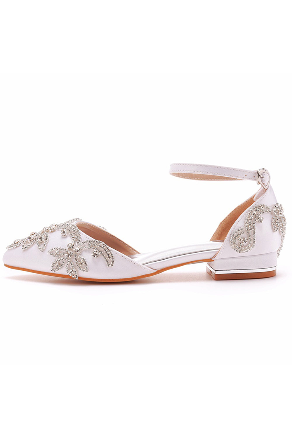 Zapatos de Novia Puntiagudos Blancos con Cuentas