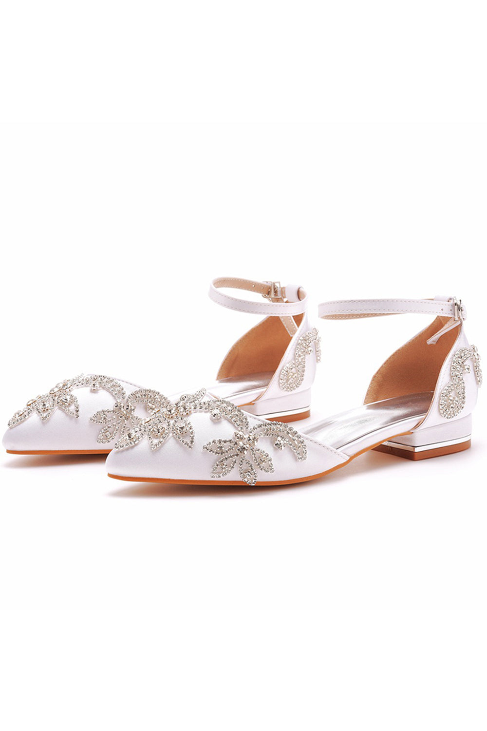 Zapatos de Novia Puntiagudos Blancos con Cuentas