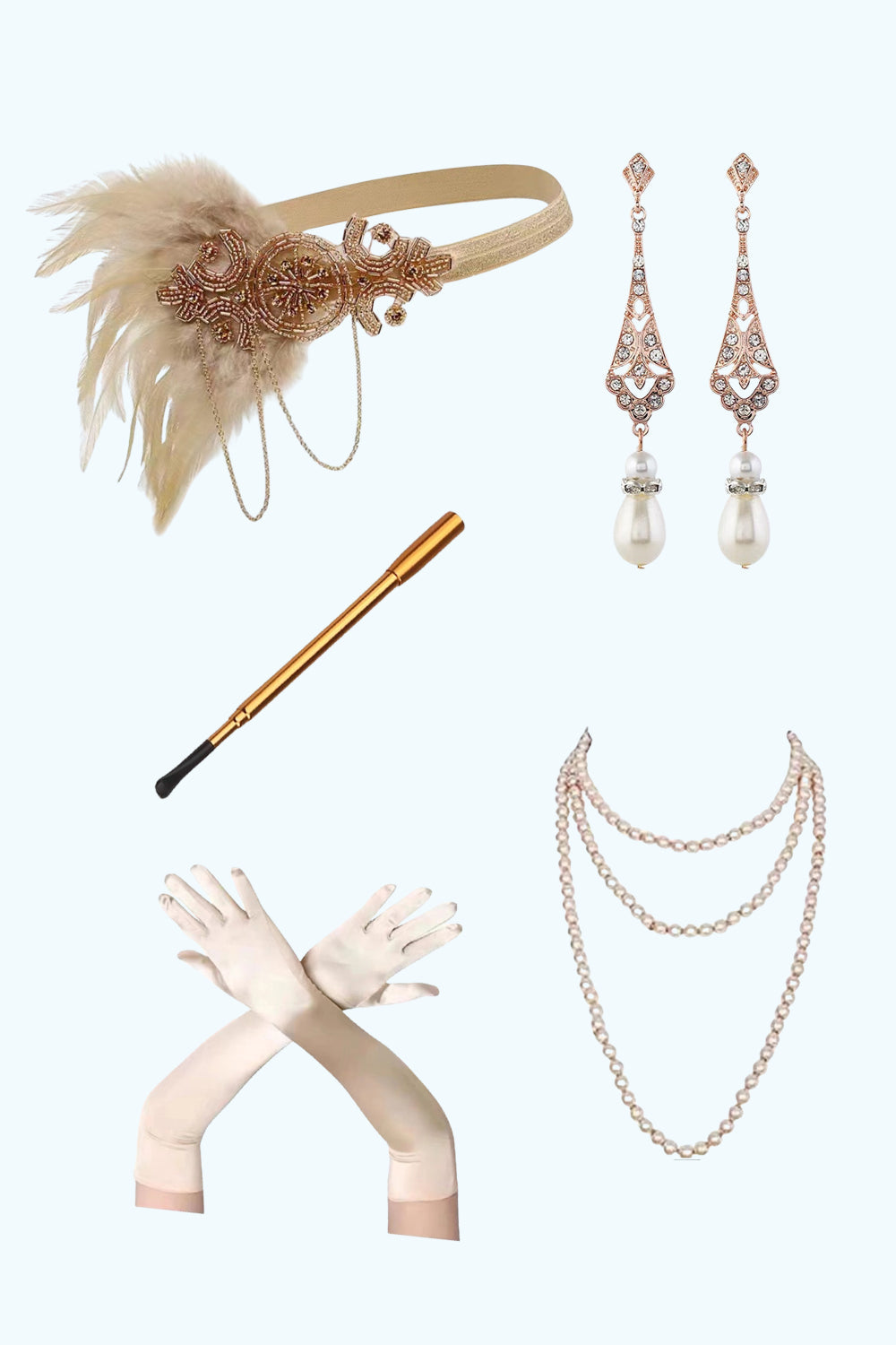 Apricot 1920s Party Accessories Five-Piece Sets