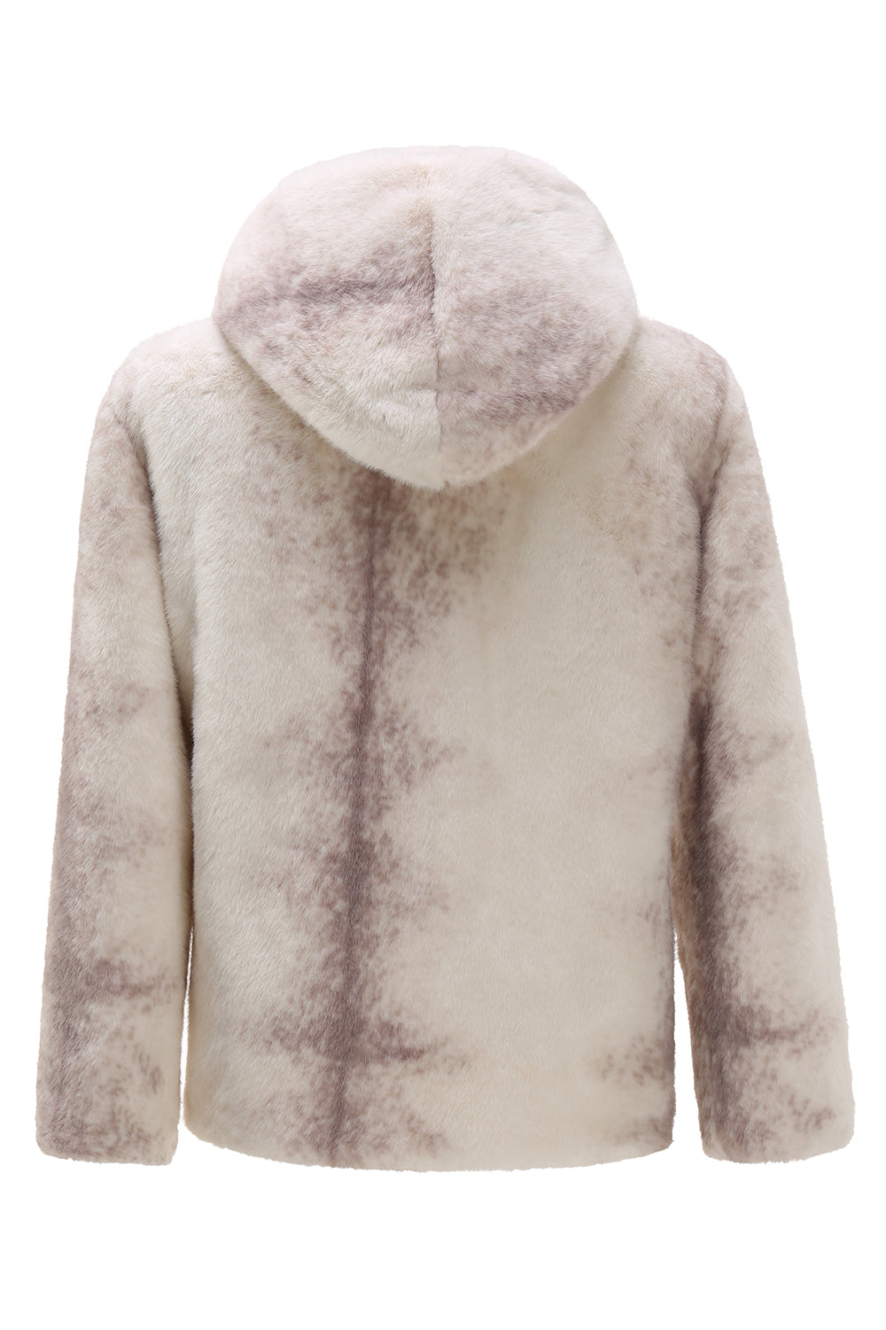 Manteau à capuche zippé en fausse fourrure ivoire pour homme