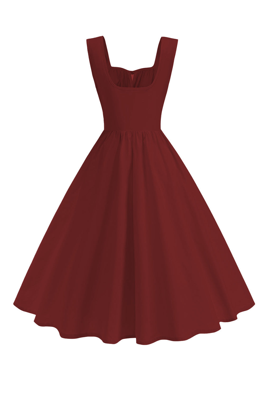 Robe midi évasée à col carré bleu style années 50