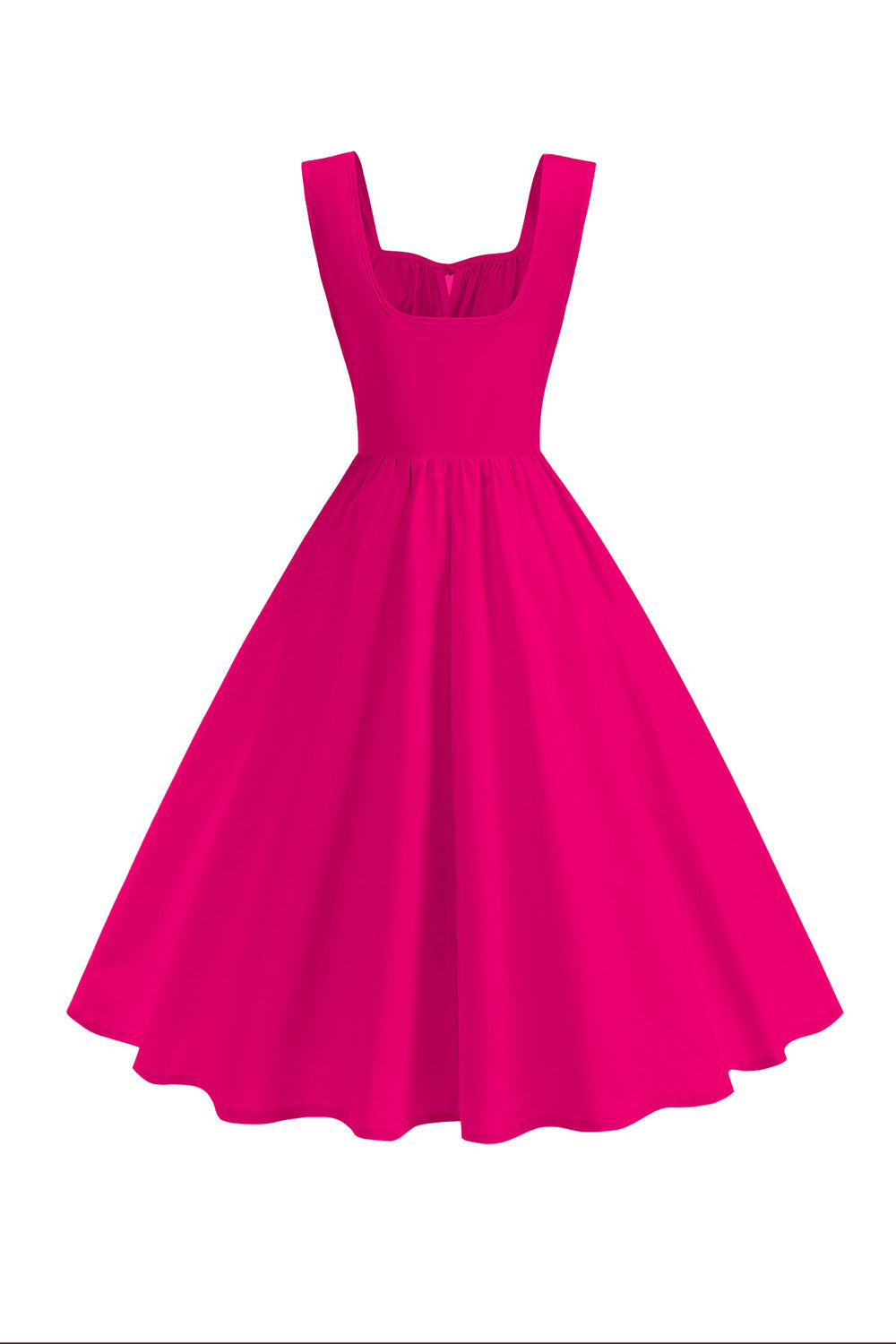 Robe midi évasée à col carré bleu style années 50