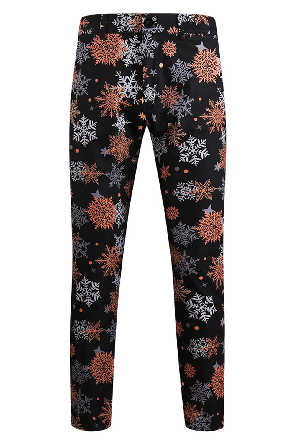 Black Snowflake Printed 3 Pieces Men's Christmas Suit