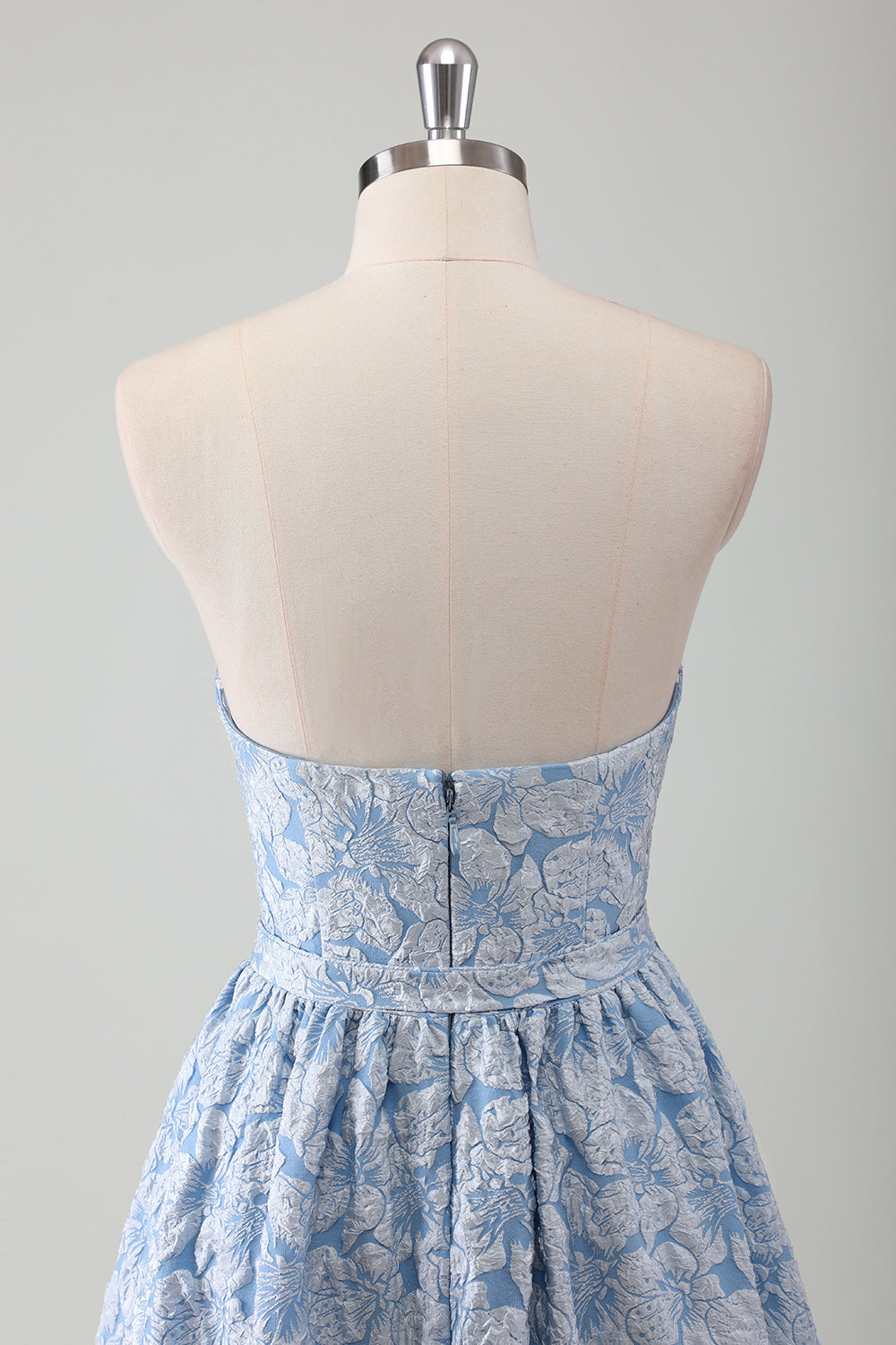 Robe de bal longue évasée bustier bleue avec ceinture