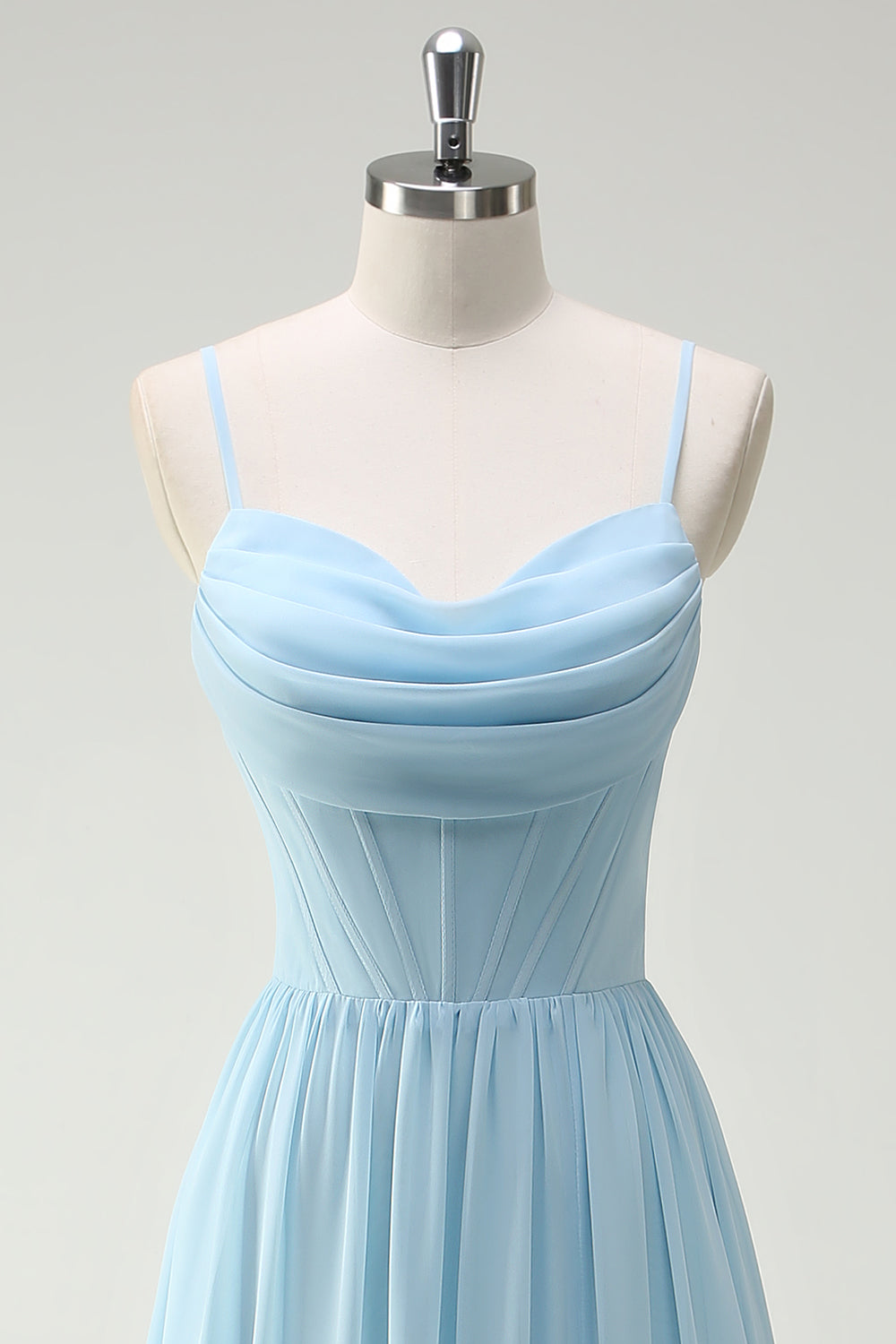 Robe longue de demoiselle d'honneur fendue trapèze à bretelles spaghetti imprimée fleurs vertes