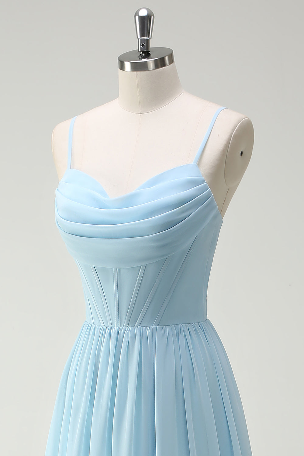 Robe longue de demoiselle d'honneur fendue trapèze à bretelles spaghetti imprimée fleurs vertes