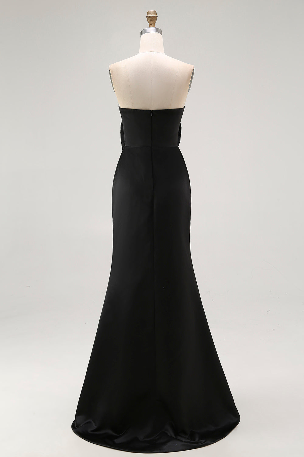 Robe de soirée sirène noire longue fendue sans bretelles