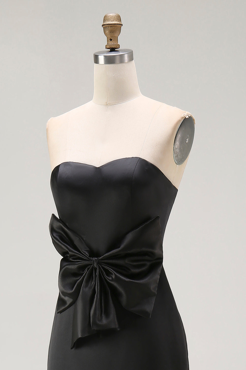 Robe de soirée sirène noire longue fendue sans bretelles