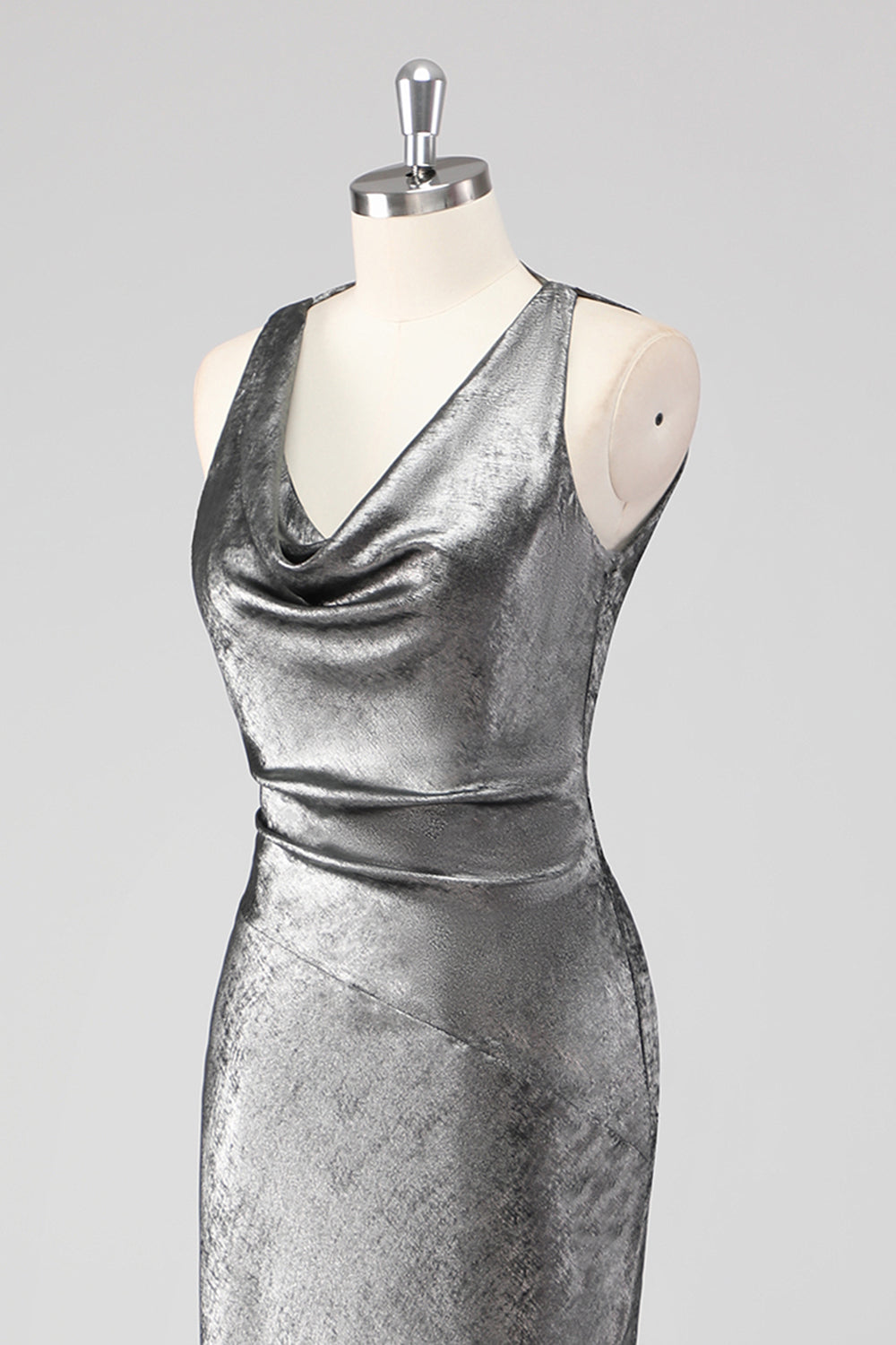 Silver Grey Sheath Swing Collar Formal Dress