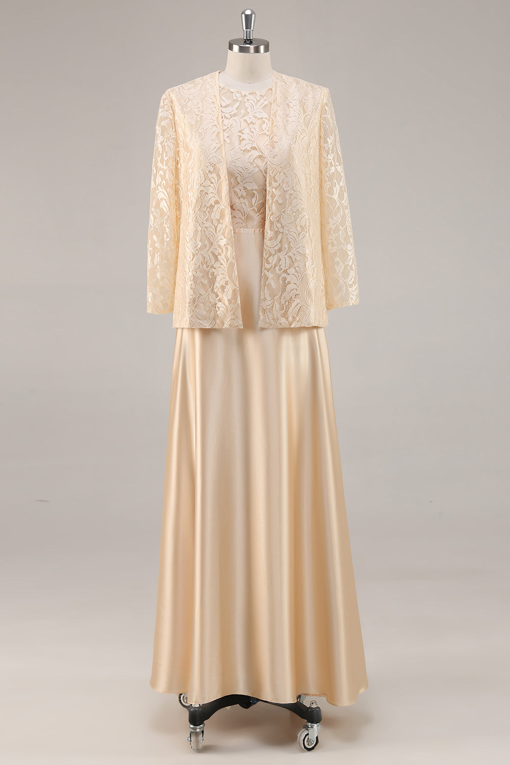 Robe de mariée A-Line 2 pièces en satin couleur champagne