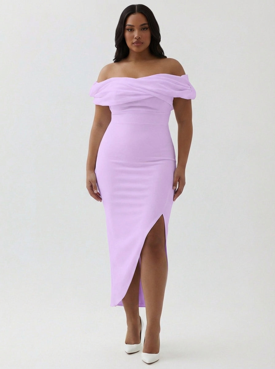 Robe de bal de fin d'année asymétrique en satin mat fourreau blanc à épaules dénudées