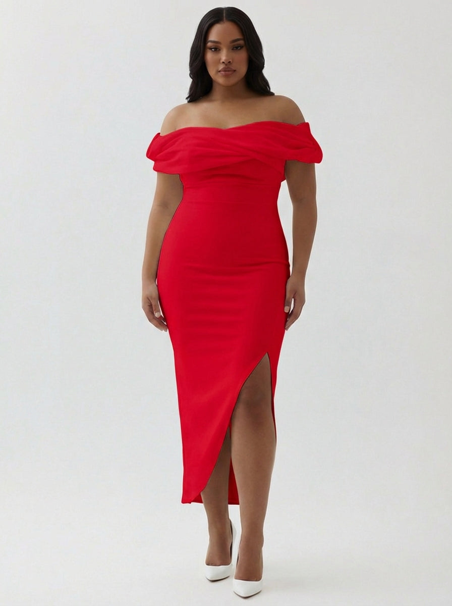 Robe de bal de fin d'année asymétrique en satin mat fourreau blanc à épaules dénudées
