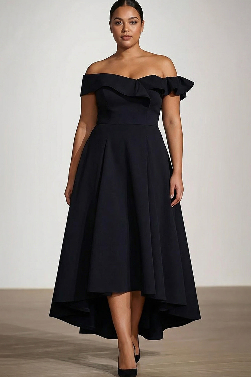 Off The Shoulder Black A Line Satin Choir Dress