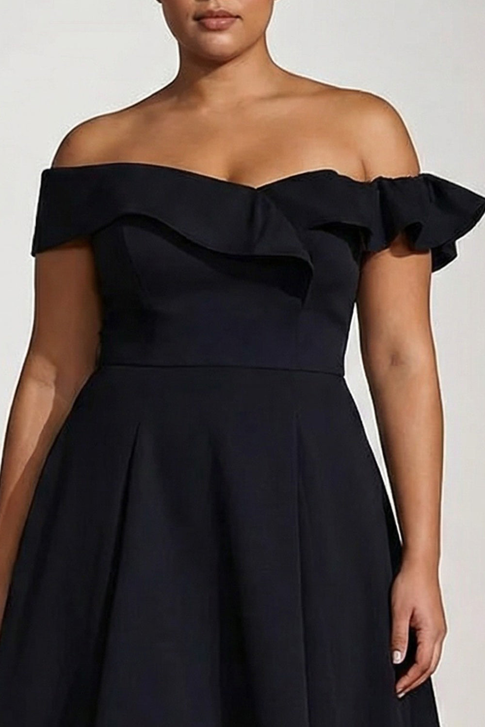 Off The Shoulder Black A Line Satin Choir Dress
