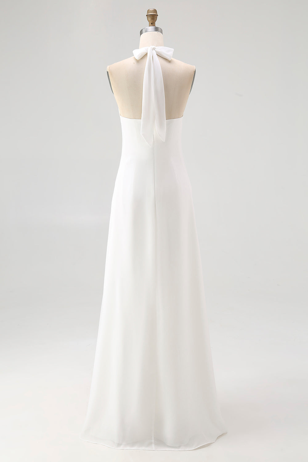 Elegant Sky Blue Halter Chiffon Formal Dress