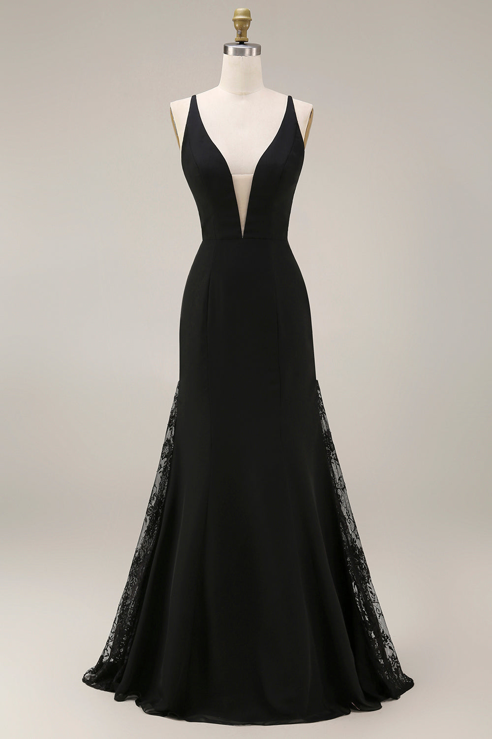 Black Mermaid Satin Wedding Guest Dress With Lace