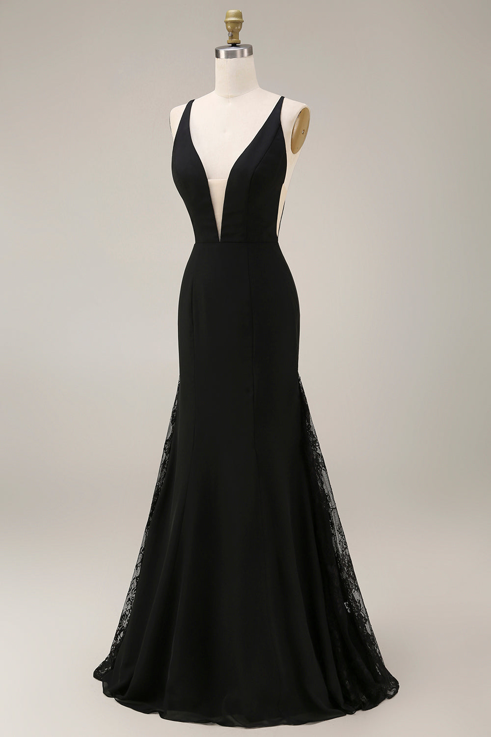 Black Mermaid Satin Wedding Guest Dress With Lace