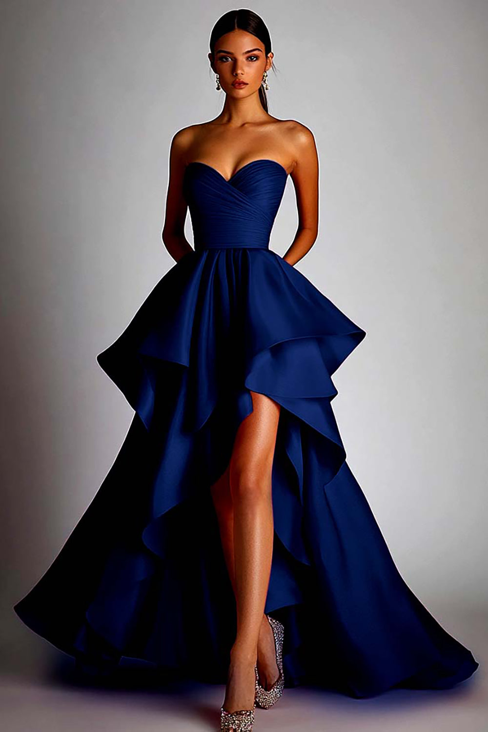 Sweetheart Fuchsia A Line Ruffle High Low Formal Dress