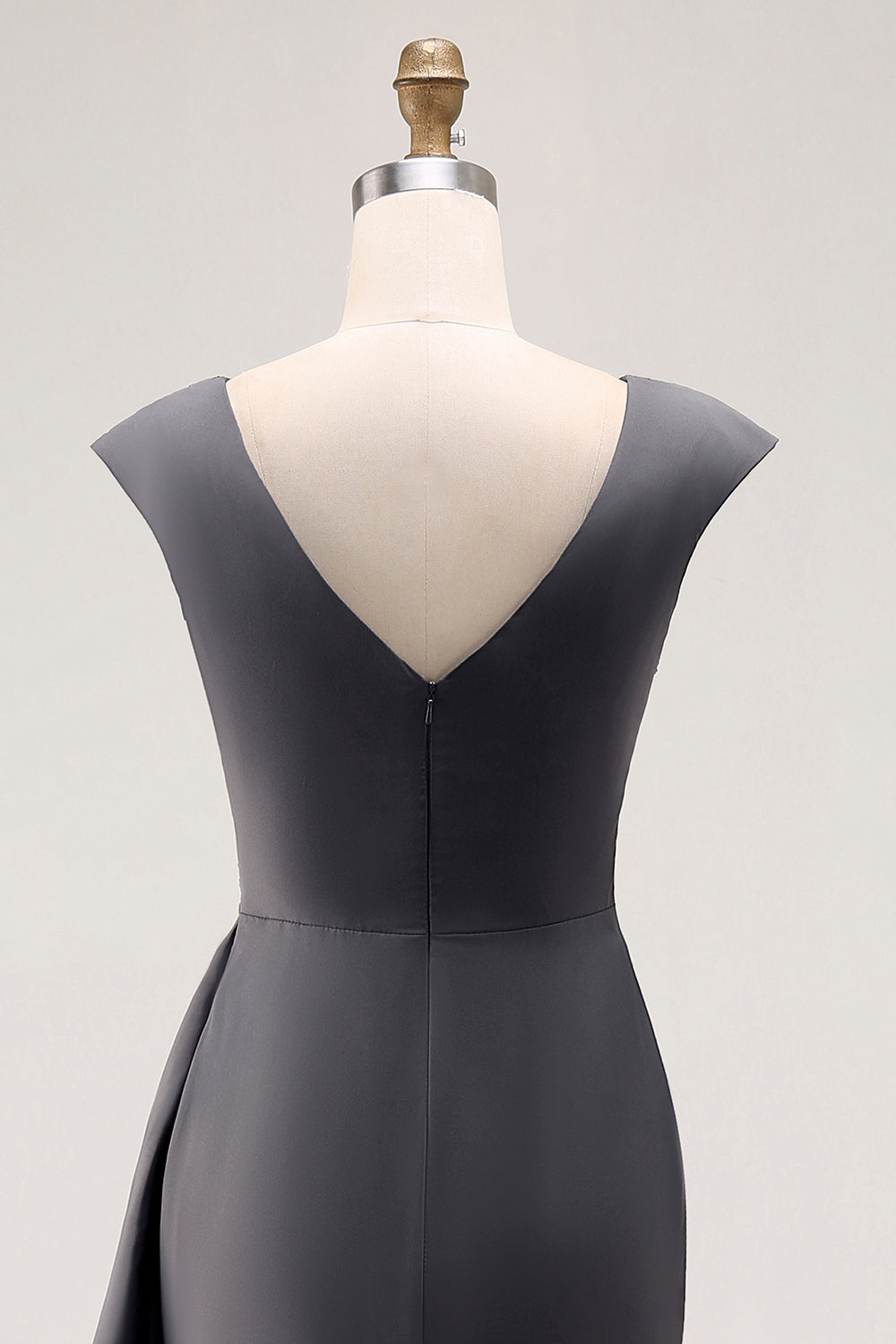Robe longue sirène en mousseline de soie gris acier avec volants pour la mère de la mariée