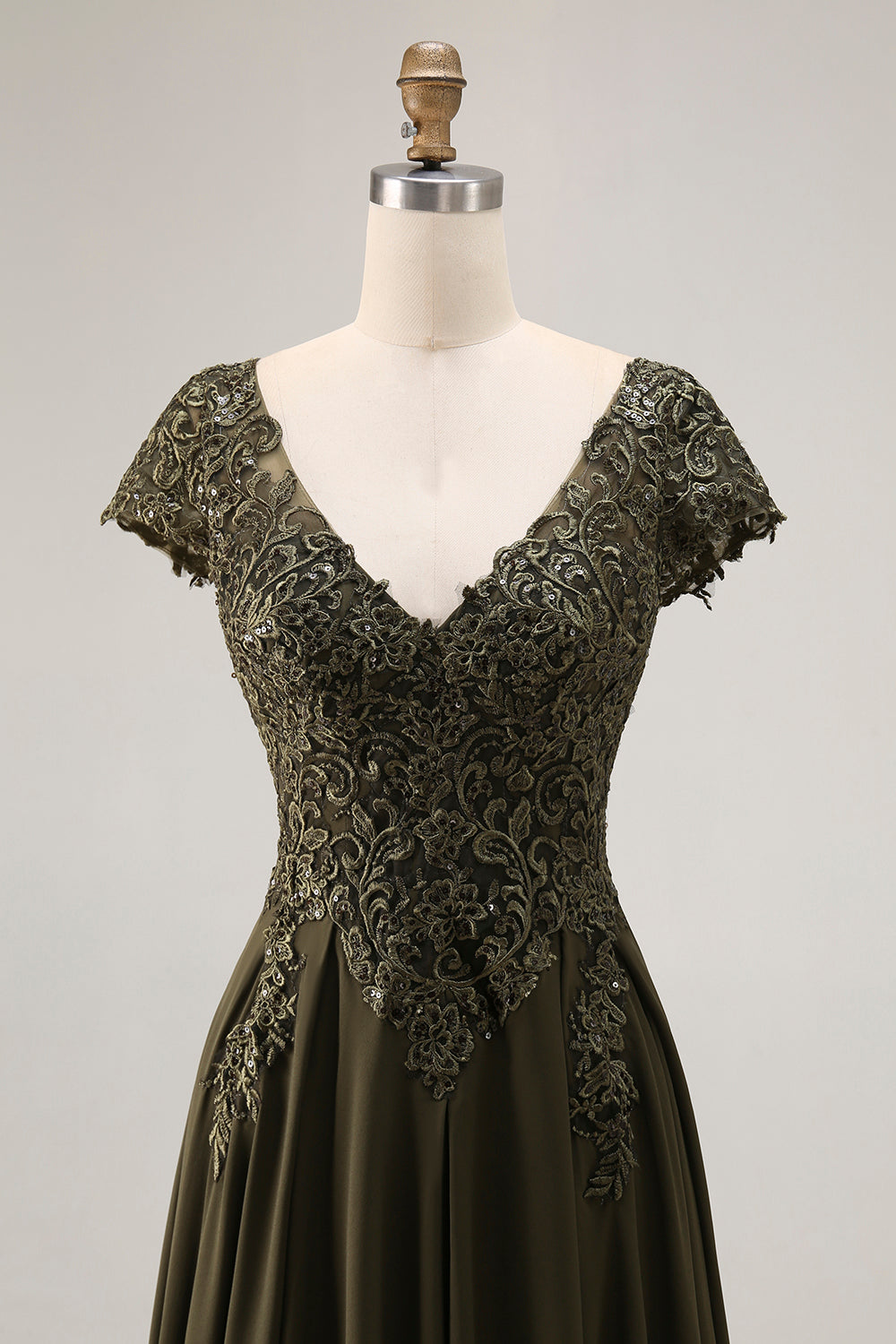 Olive Satin Asymmetrical High Low Mother of the Bride Dress