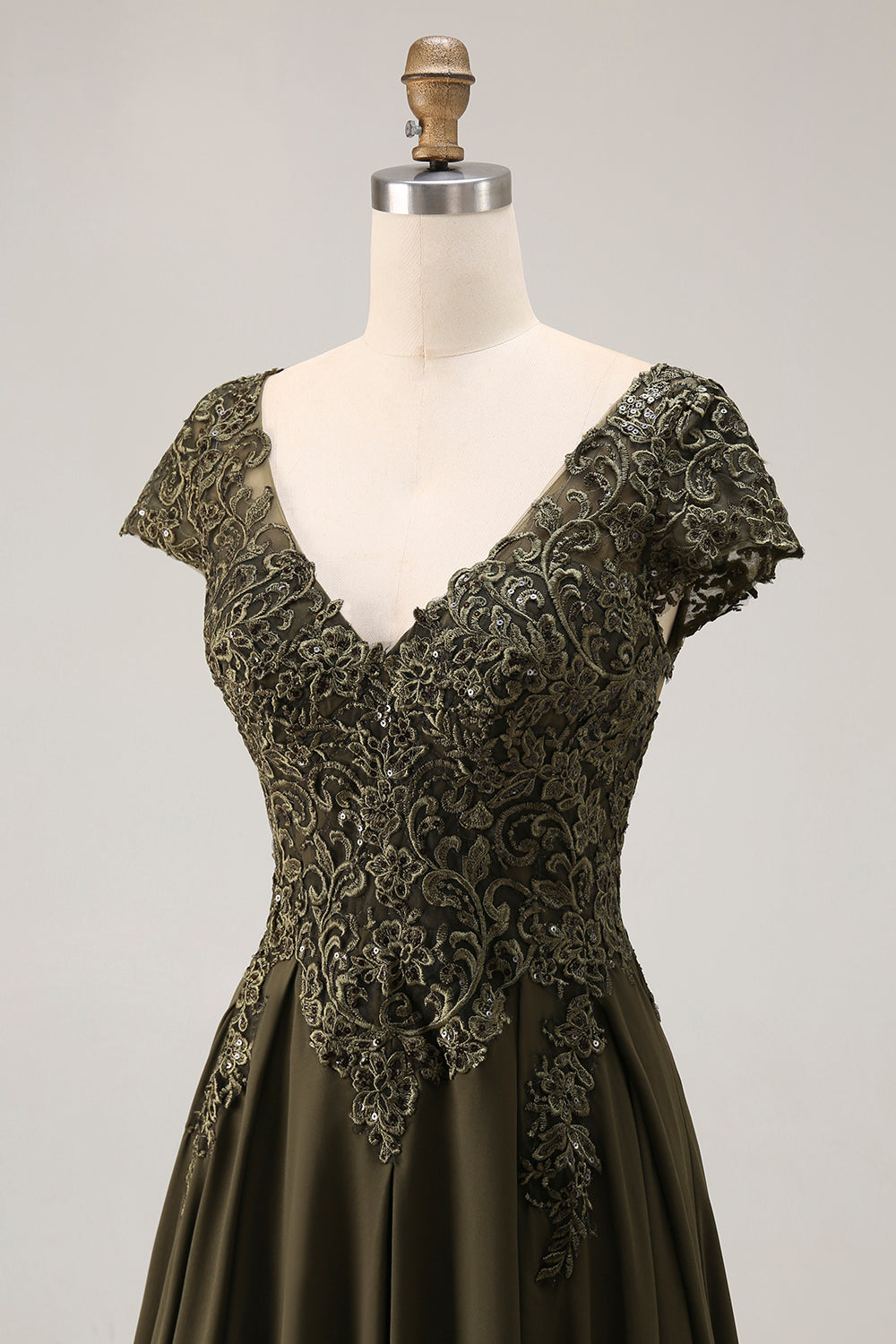 Olive Satin Asymmetrical High Low Mother of the Bride Dress
