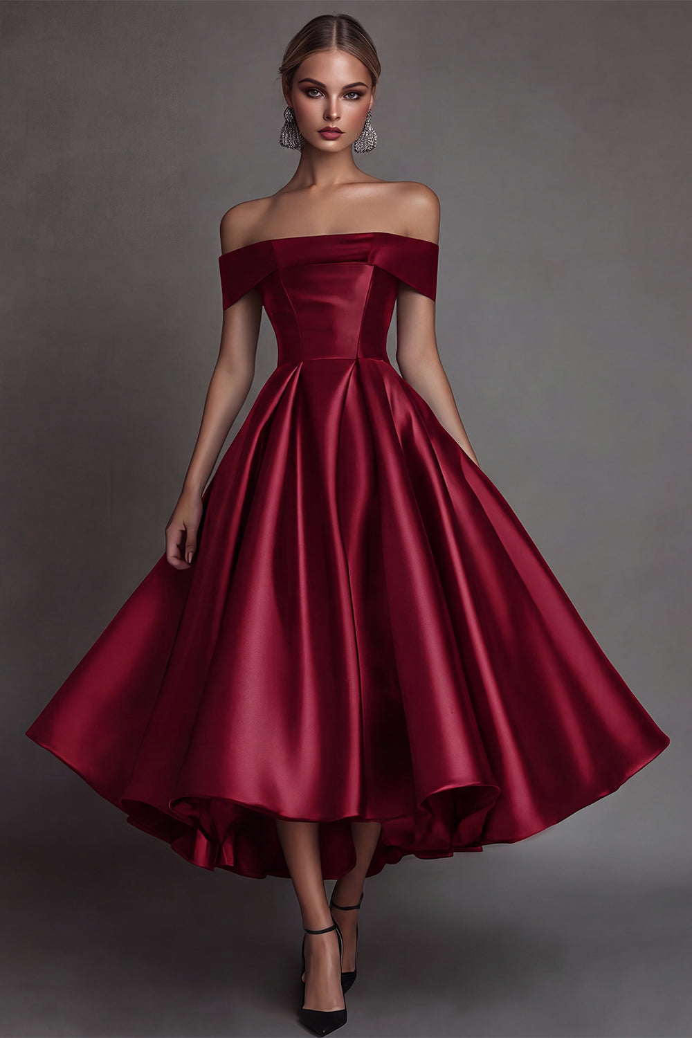 Black Satin Simple A-Line Long Formal Dress