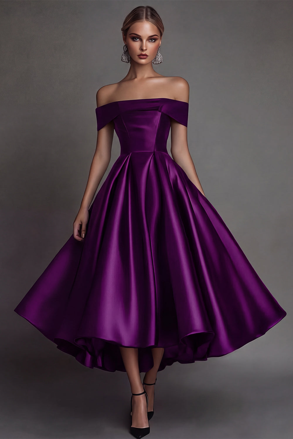 Black Satin Simple A-Line Long Formal Dress