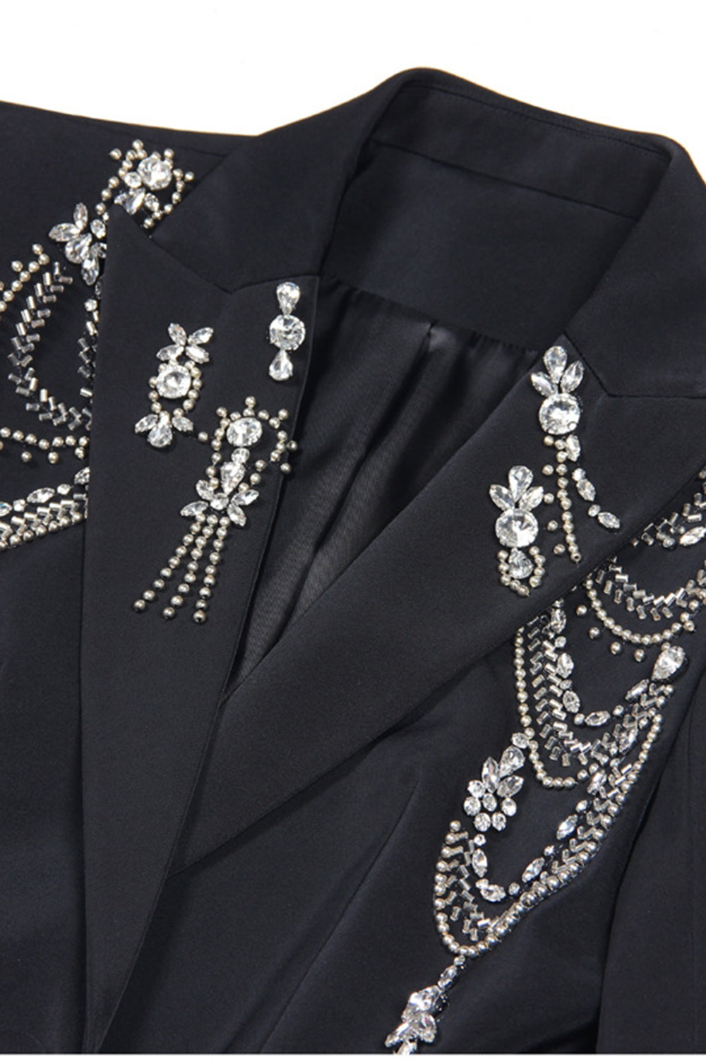 Sparkly Black Peak Lapel Single Breasted Women's Rhinestone Prom Blazer