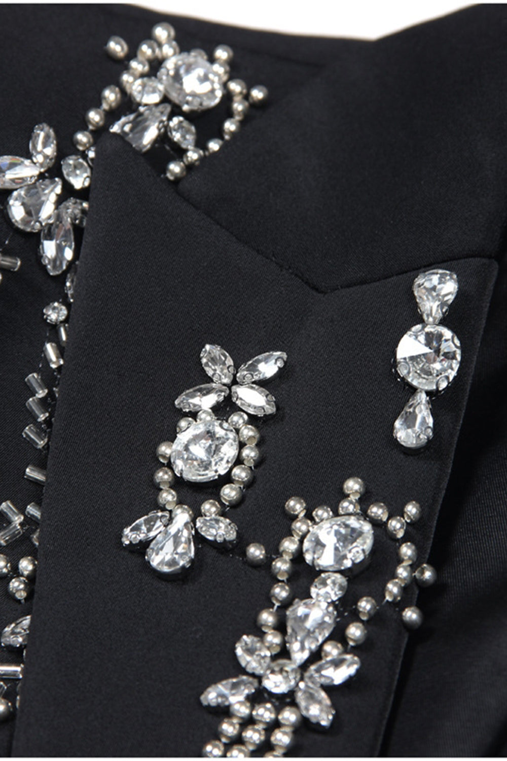 Sparkly Black Peak Lapel Single Breasted Women's Rhinestone Prom Blazer