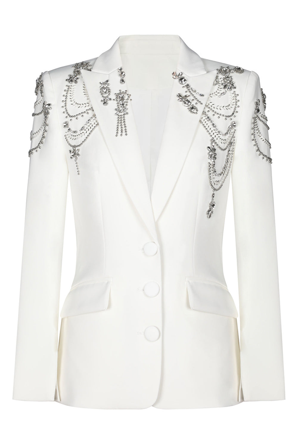 Sparkly Black Peak Lapel Single Breasted Women's Rhinestone Prom Blazer