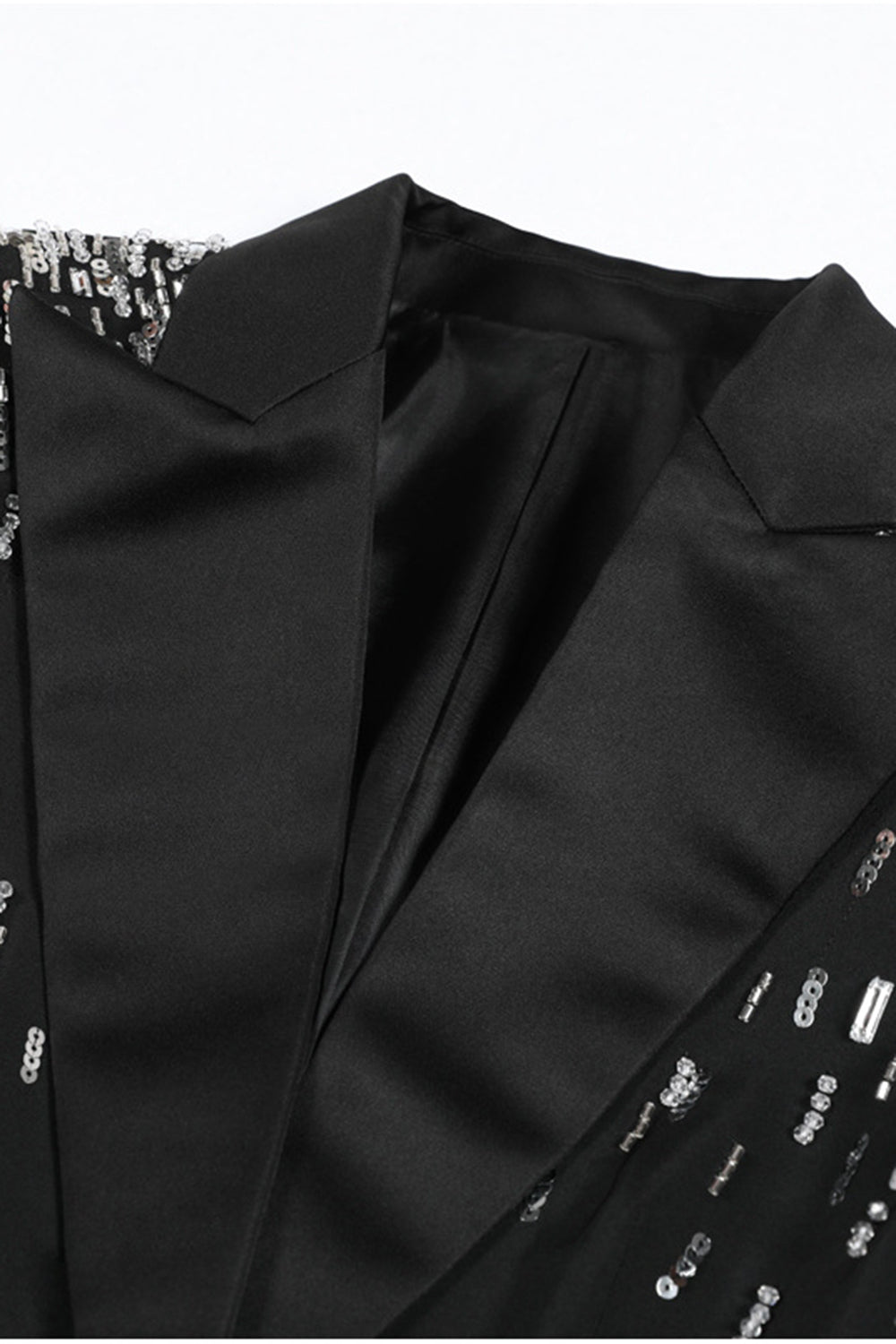 White Peak Lapel Single-Breasted Women's Prom Blazer with Sequins