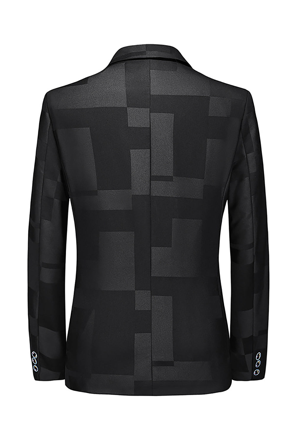Men's Black Notched Lapel One Button Blazer