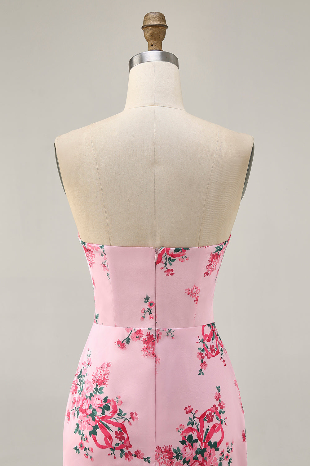 White Blue Flower Bodycon Strapless Printed Short Party Dress