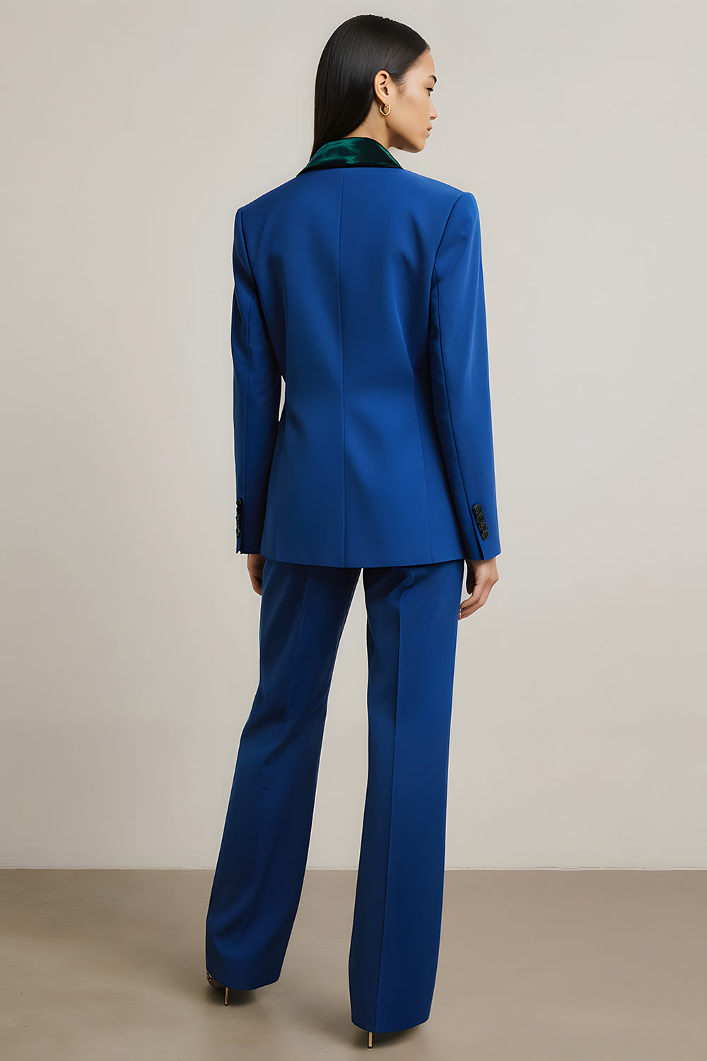 Royal Blue 2 Piece Peak Lapel One Button Business Suits
