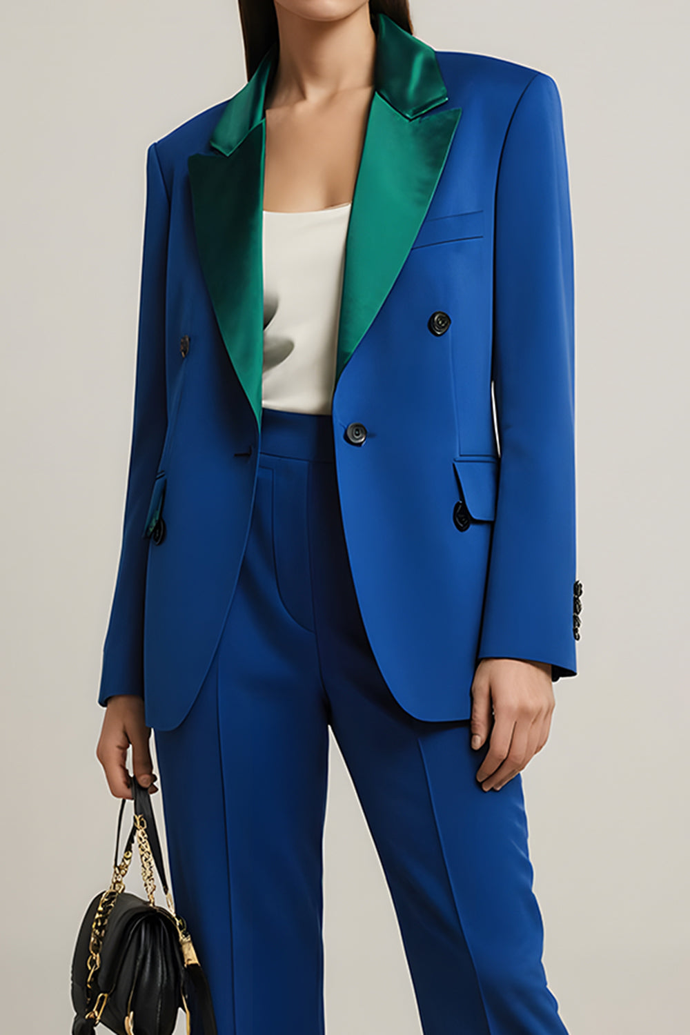 Royal Blue 2 Piece Peak Lapel One Button Business Suits