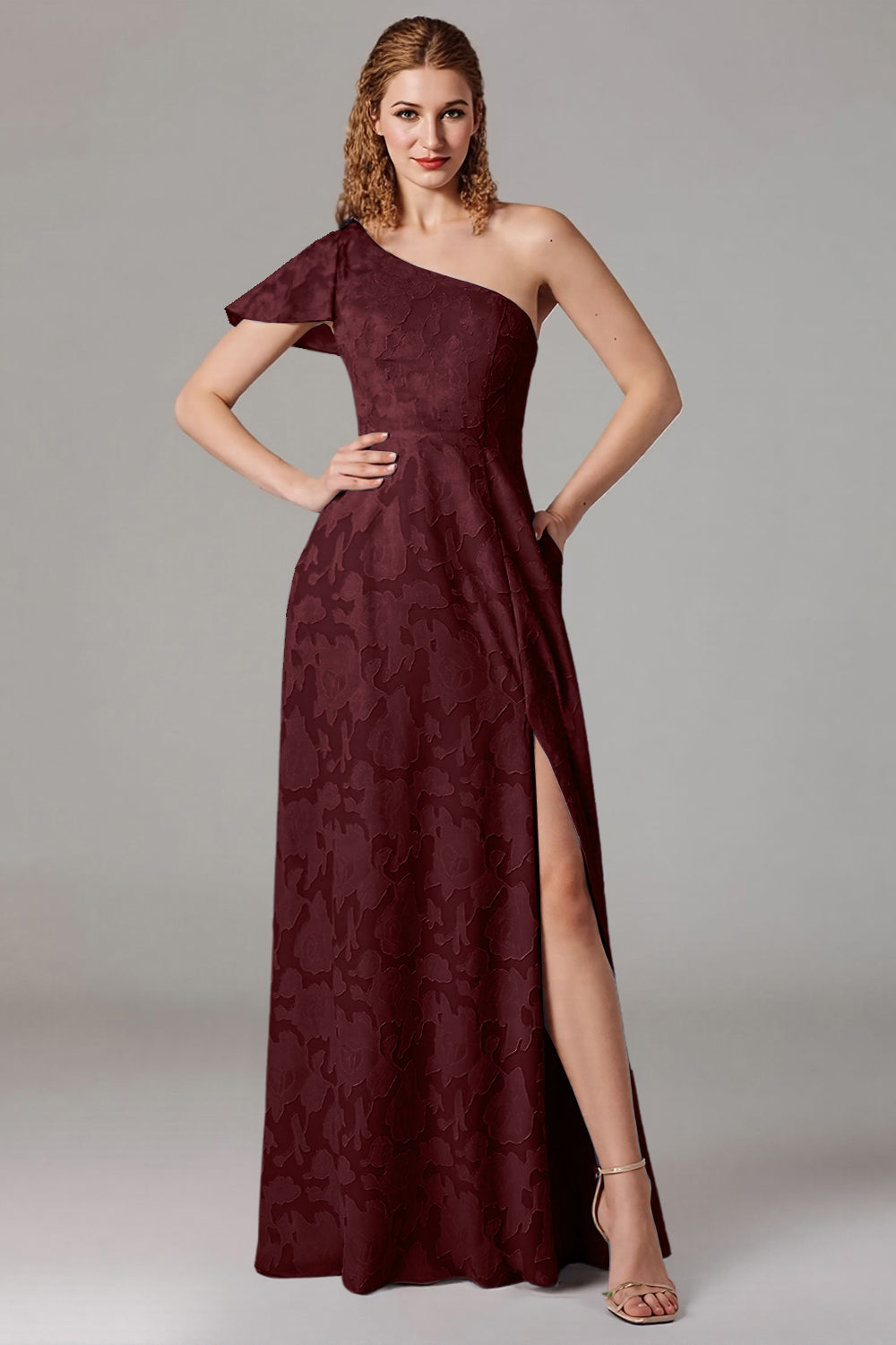 One Shoulder Black A-Line Long Choir Dress with Slit