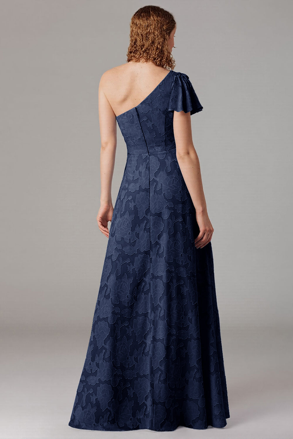 One Shoulder Black A-Line Long Choir Dress with Slit