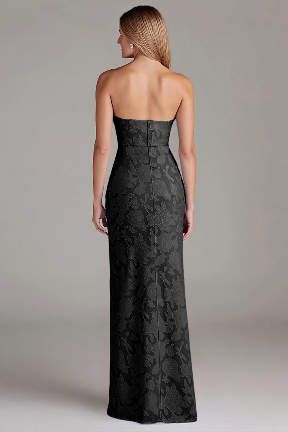Robe de demoiselle d'honneur longue fourreau bustier bleu poussière